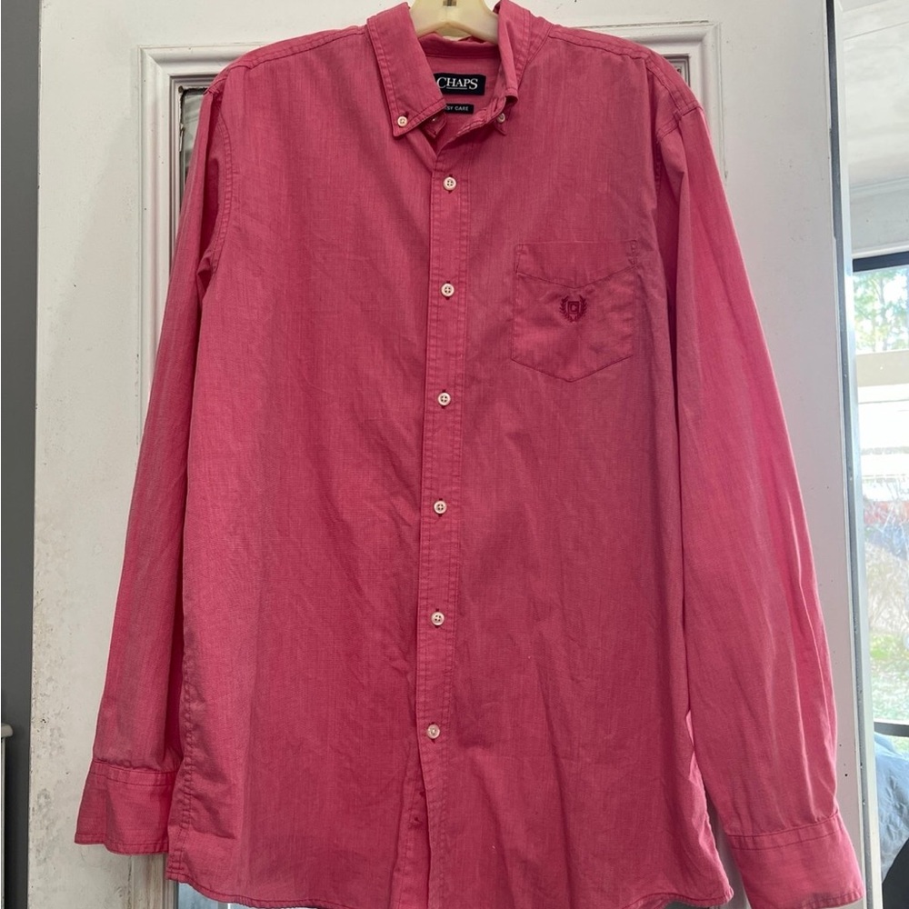Chaps Pink Casual Button Down Shirt Long Sleeve
